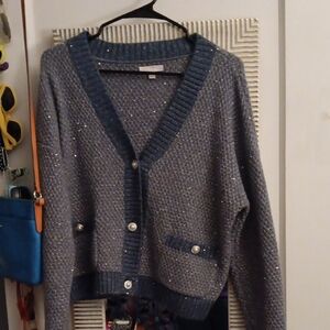 💜 3/$15💜LC Lauren Conrad Sparkling Blue Cardigan, Medium💜